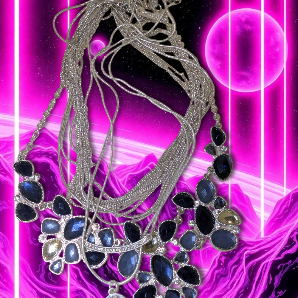 Elegant Silver and Black Necklace